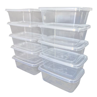 Kit 10 Potes 500 ml Transparente retangular Marmita Fitness BPA Free