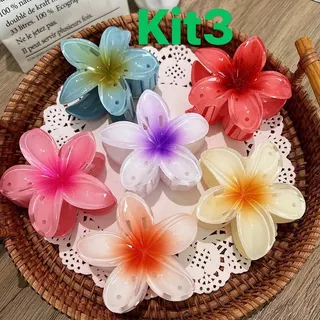 KIT Presilha Piranha Flor De Cabelo em Acrilico Prendedor Blogueira Verão Aestheric Grampo Summer Praiana
