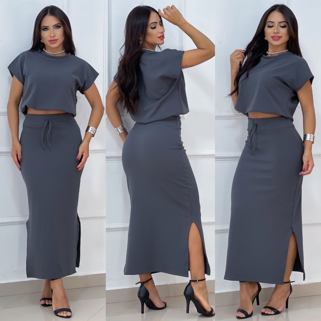 Conjunto Feminino Blusa e Saia | Shopee Brasil