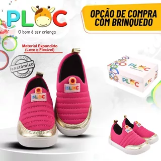 COMBO: Tênis Ploc Street Calce Fácil Slip On Flat Anatômico Pink/Dourado em Oferta na Shopee