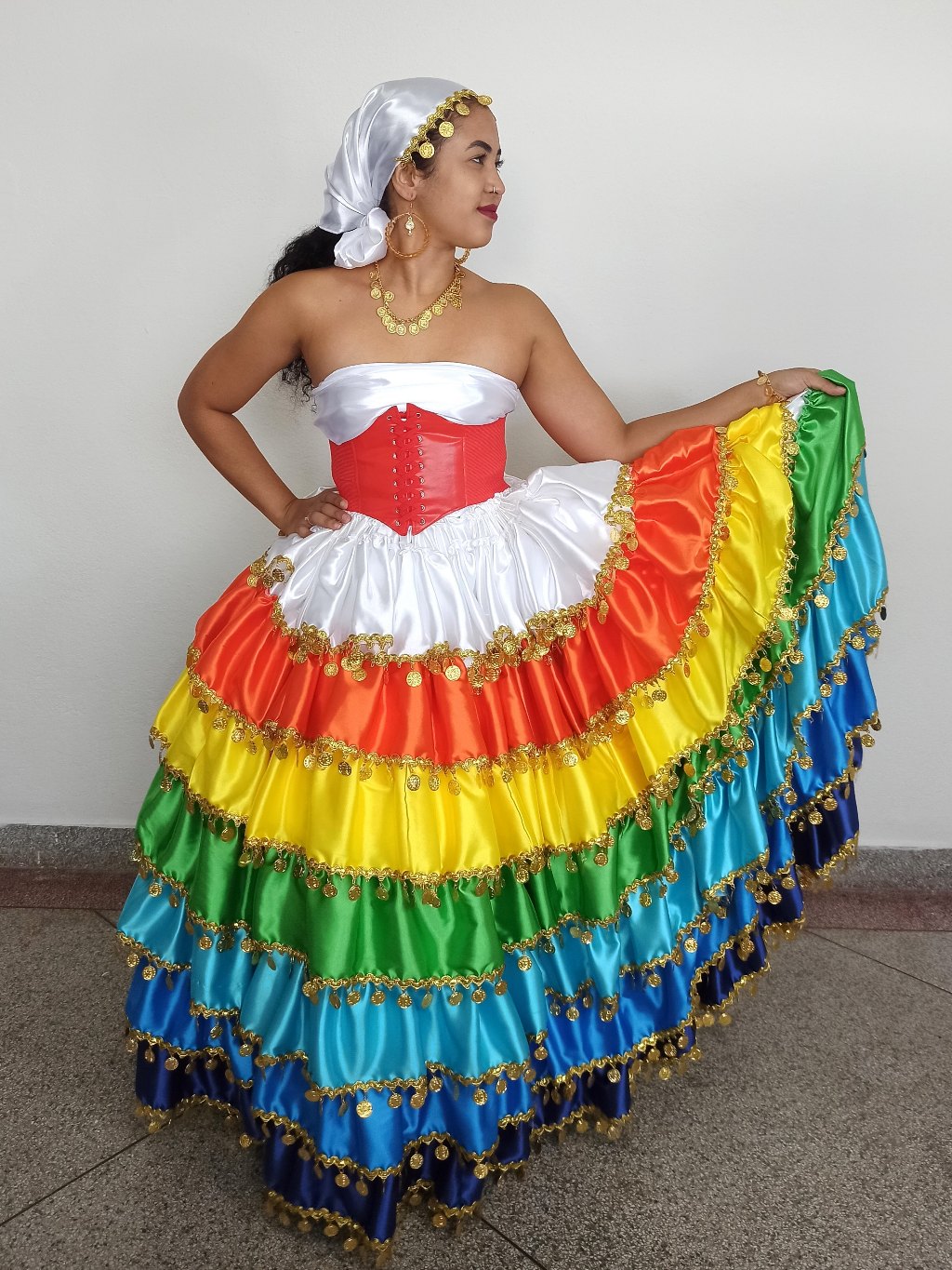 Saia Vestido Pomba Gira Maria Padilha Gira Roupa Cigana Saias Sete