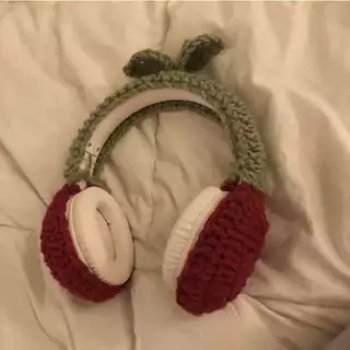 Capa para fone headset croche folha acessório para fone de ouvido kawaii fofo headphone
