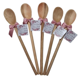 50 Lembrancinhas colher de pau Rosa Chá de Panela