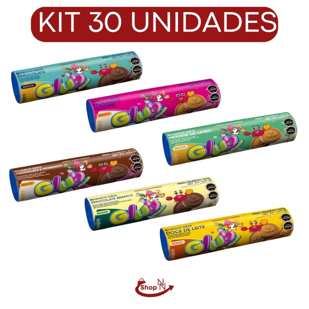 BOLACHA RECHEADO BISCOITO SAGRA SABORES SORTIDOS 100G - KIT 30UN ...