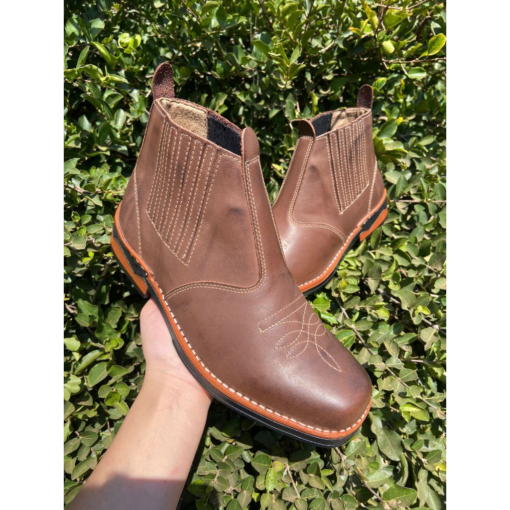Bota Botina Country Rodeio Passeio Trabalho 100% Couro legitimo ...