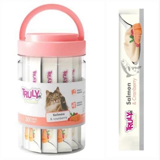Truly Creamy Churu Salmão e Cranberry petisco natural cremoso purê para gatos