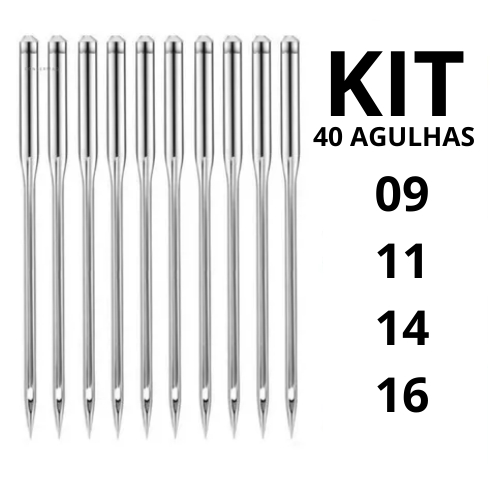 KIT 40 AGULHAS PARA COSTURAR MALHA MÁQUINA DOMÉSTICA AGULHA