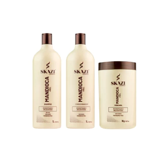 Kit  Skazi Shampoo Condicionador E Mascara Mandioca e Mel 1kg em Oferta na Shopee