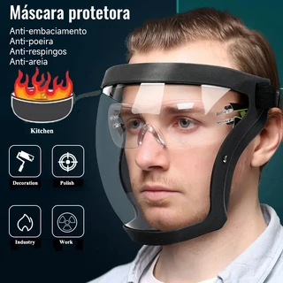 Máscara De Proteção Facial Completa De Alta Qualidade À Prova De Poeira Transparente óculos de proteção C/ 10 Filtros PM 2,5