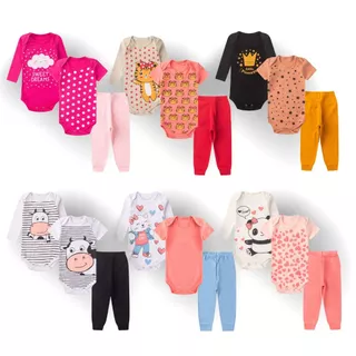 12 peças body bebê manga curta longa calça menina roupa bebe Feminino