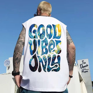 Camisa Regata OverSized good Vibes Only Algodão Estilo de Rua