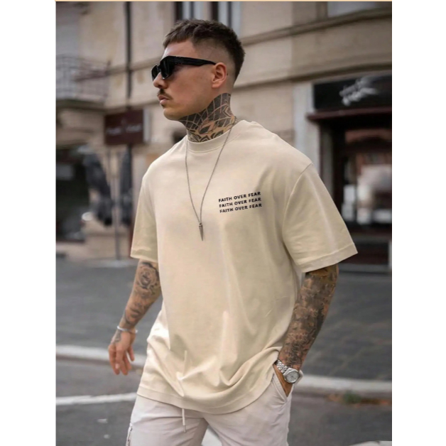 Camiseta Oversized Streetwear Faith Over Fear