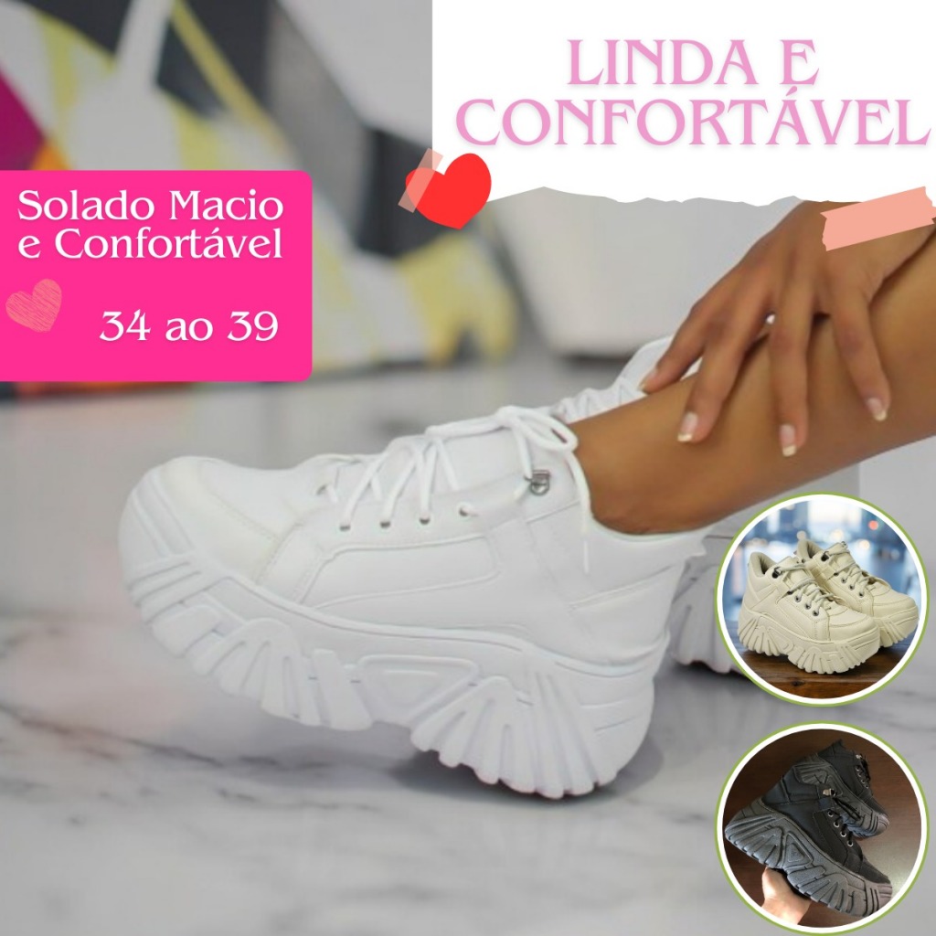 Tênis Buffalo Feminino PM Solado Alto Chunk Plataforma 7cm Entrega Rápida