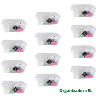 Kit com 12 Caixas Organizadoras Multiuso Transparente 5L com Trava