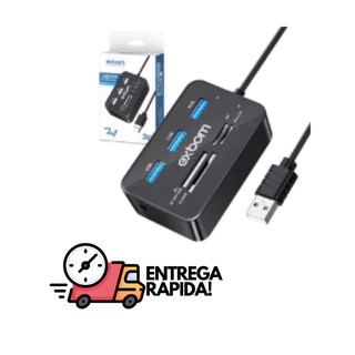 Hub Usb 7 Em 1 Com 3 Portas E Leitor Para Cartão De Memória E Micro