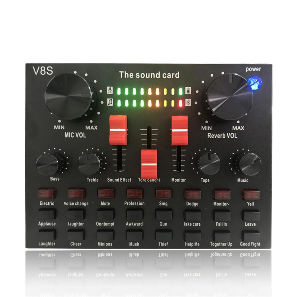 Mesa de Som V8s Placa De Som Externa Ao Vivo V8s Mini Placa Mixagem ...