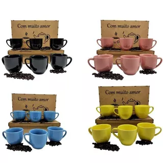 Jogo 6 Xicaras de Café Chá Porcelana 170 ml (sem pires) Com Caixa Envio Full