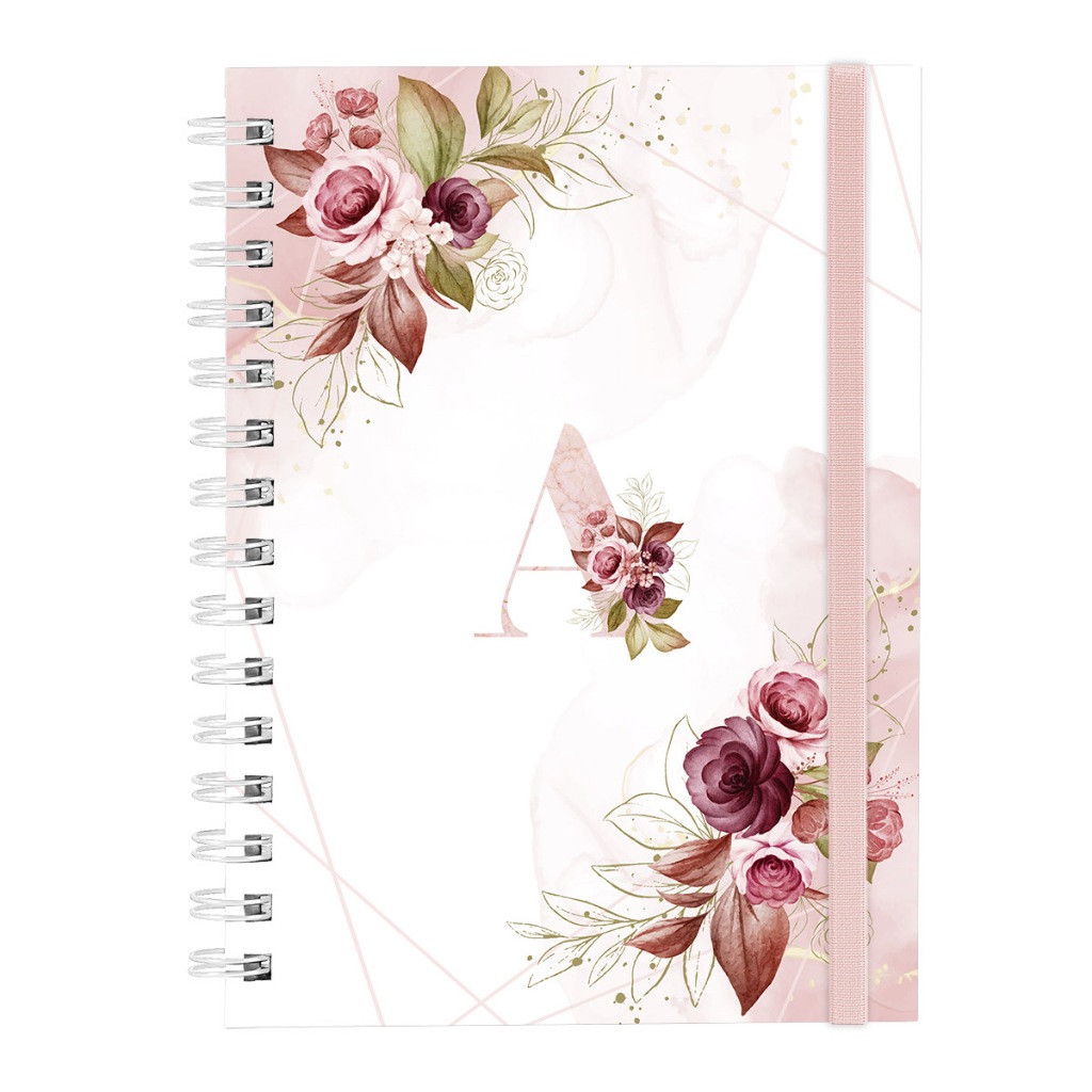 Caderno Plus Monograma Floral Branca Letra 14x20 100 Fls