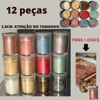 Pigmento metálico perolado 12 cores para artesanato resina epóxi decoração corante beleza
