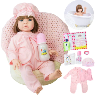 Boneca Bebê Reborn Silicone Bebe Barata Realista 100% Vinil siliconado + itens