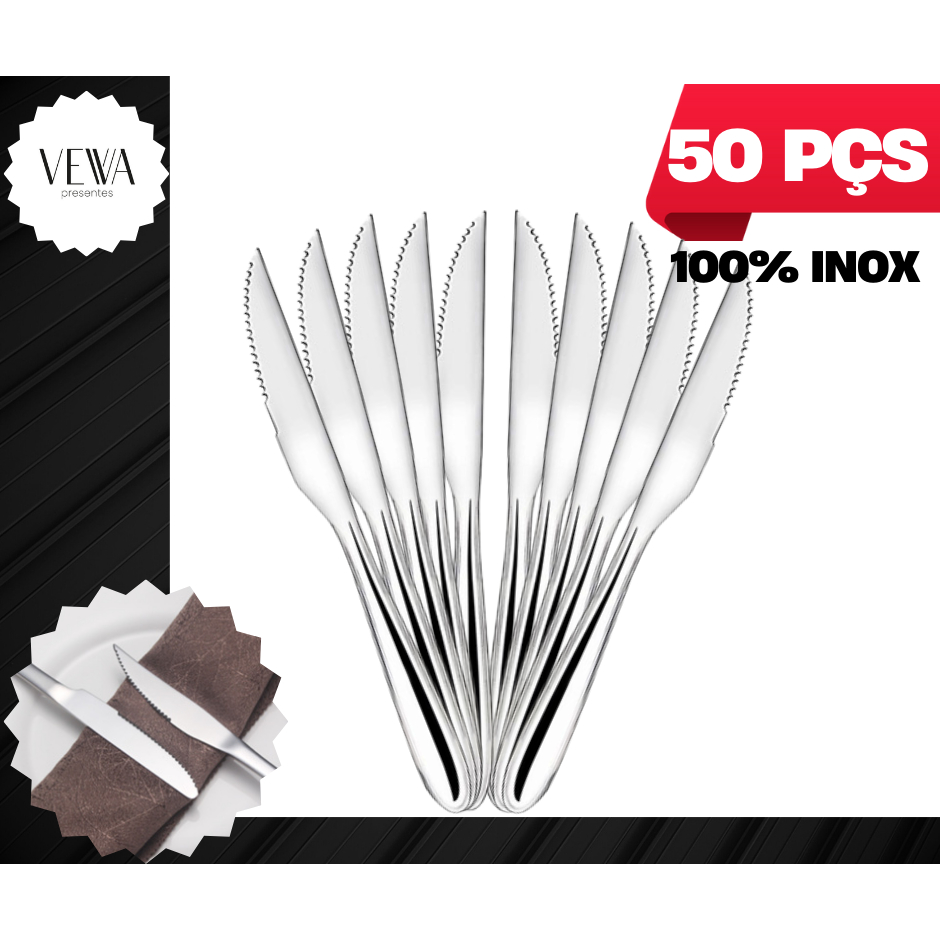Jogo de Faca 50 peças Aço Inox Talher Cozinha | Shopee Brasil