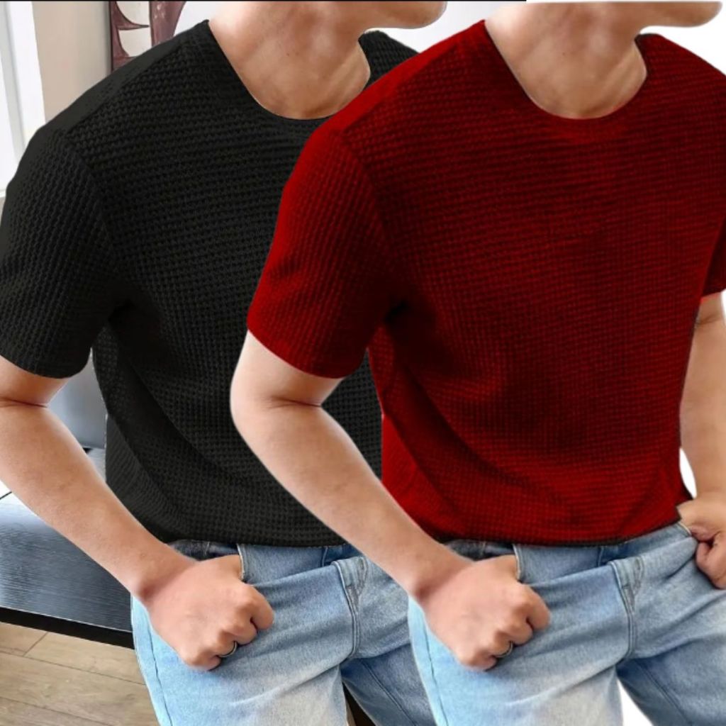 Kit 2 Camiseta básica lisa Casual Texturizada Confortável Malha Premium.