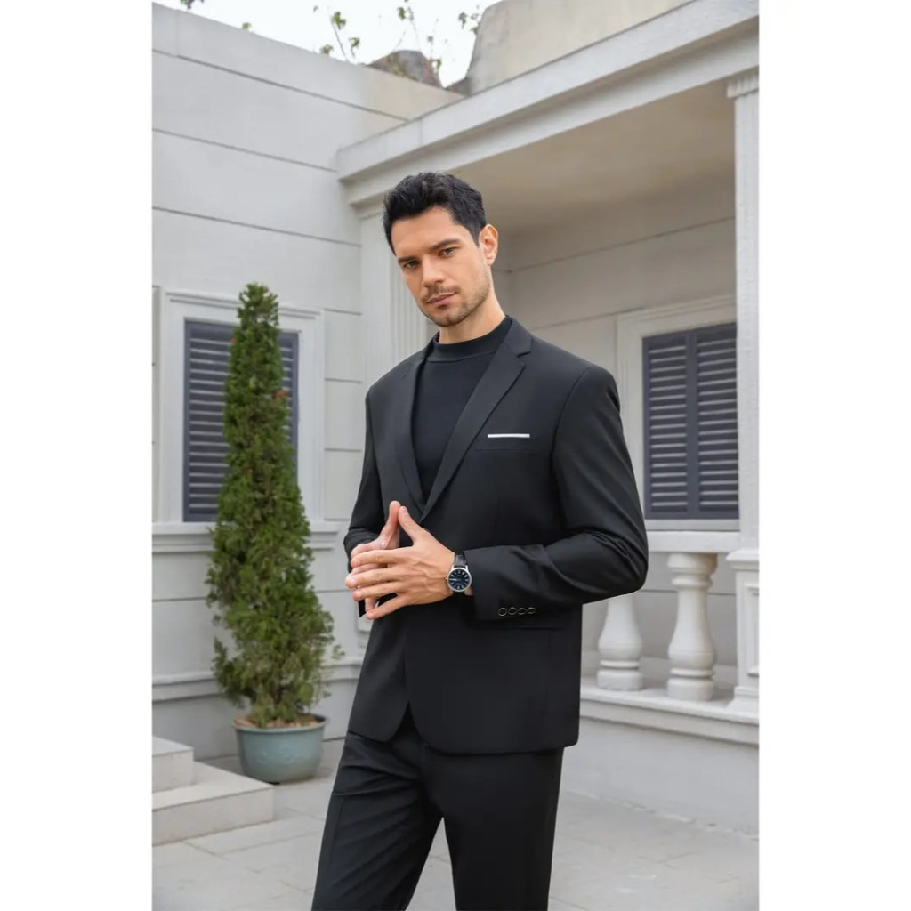 Terno Slim Masculino Oxford Completo Preto Super Elegante Original ...