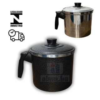 leiteira cafeteira com tampa fervedor canecao para fazer café preta e alumínio N12, N14, N16 - caneco leitera com tampapreta e alumínio grande e pequena