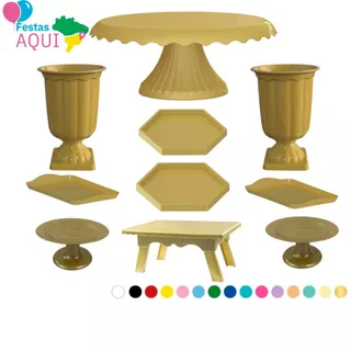 1 Boleira Cake Renda 22, 2 Vaso Grego, 2 Mini Sextavada, 2 Band 20x13, 2 Mini Cake, 1 Mesinha