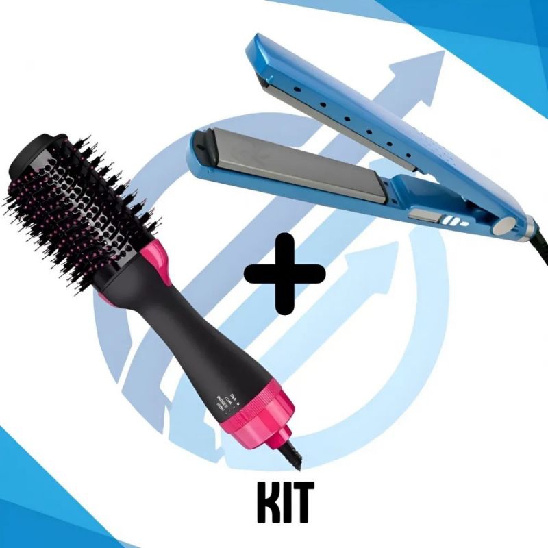 KIT de beleza chapinha e Escova Secadora Profissional Seca Alisa E ...