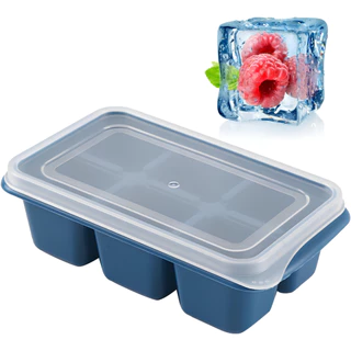 Forma de Gelo Com Tampa Fundo de Silicone 6 Divisórias 12,5cm