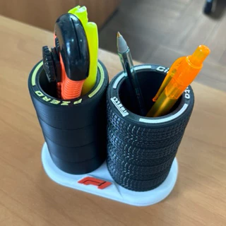 Porta Caneta Pneus Fórmula 1 F1 duplo colorido