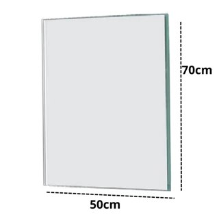 Espelho para Banheiro 70x50 Kit para Fixação Com Botão Francês Decorativo Kit Banheiro