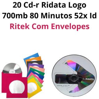 20 Mídia Virgem Cd-r Ridata Logo 700mb 80min Original C/l Envelope