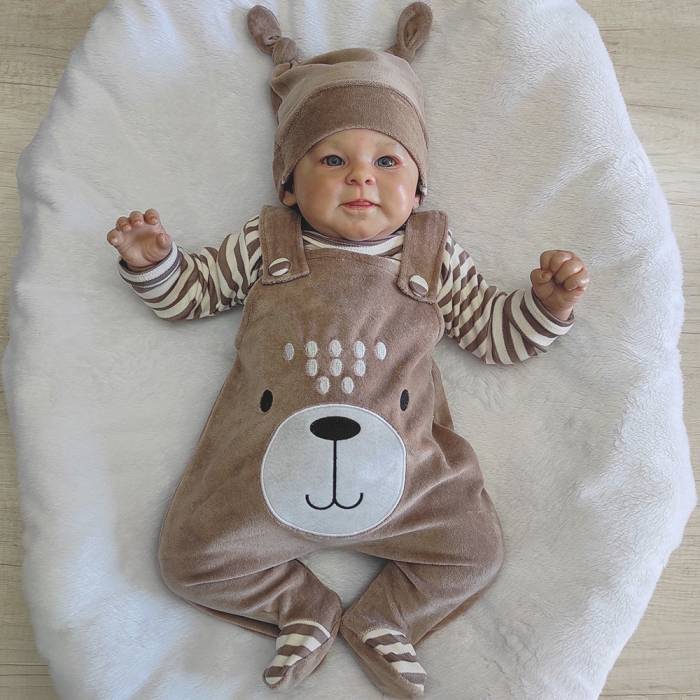 Conjunto Roupa Para Bebê Menino Amigo Ursinho Bordado Body Manga Longa ...