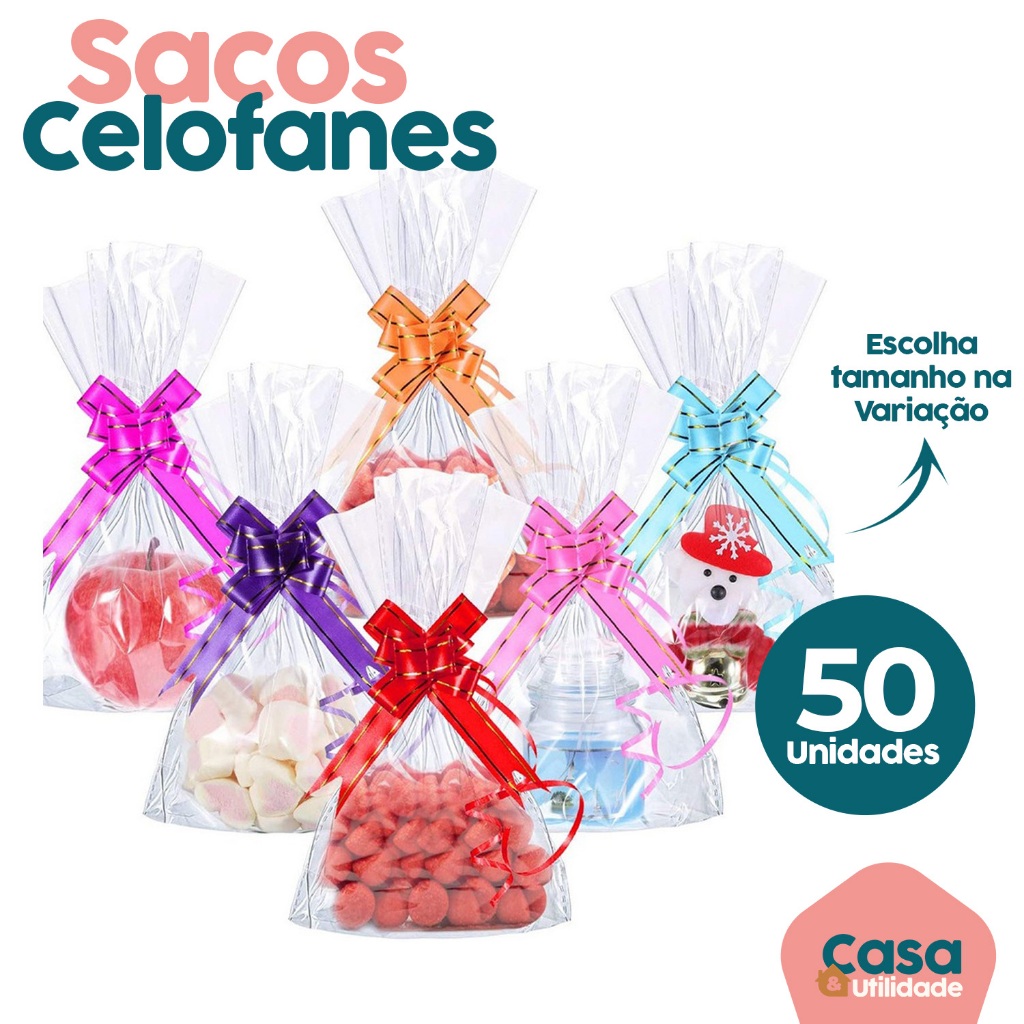 Kit Saco Celofane Embalagens Para Lembrancinhas Saquinho Transparente ...