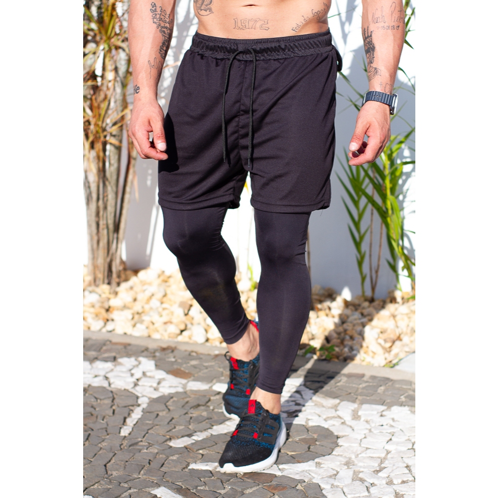 Calça Corrida de Compressão 2 em 1 Masculina | Shopee Brasil