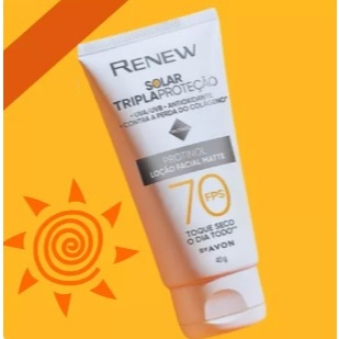 Protetor Solar Facial Matte Incolor Renew Fps 70 Avon 40g