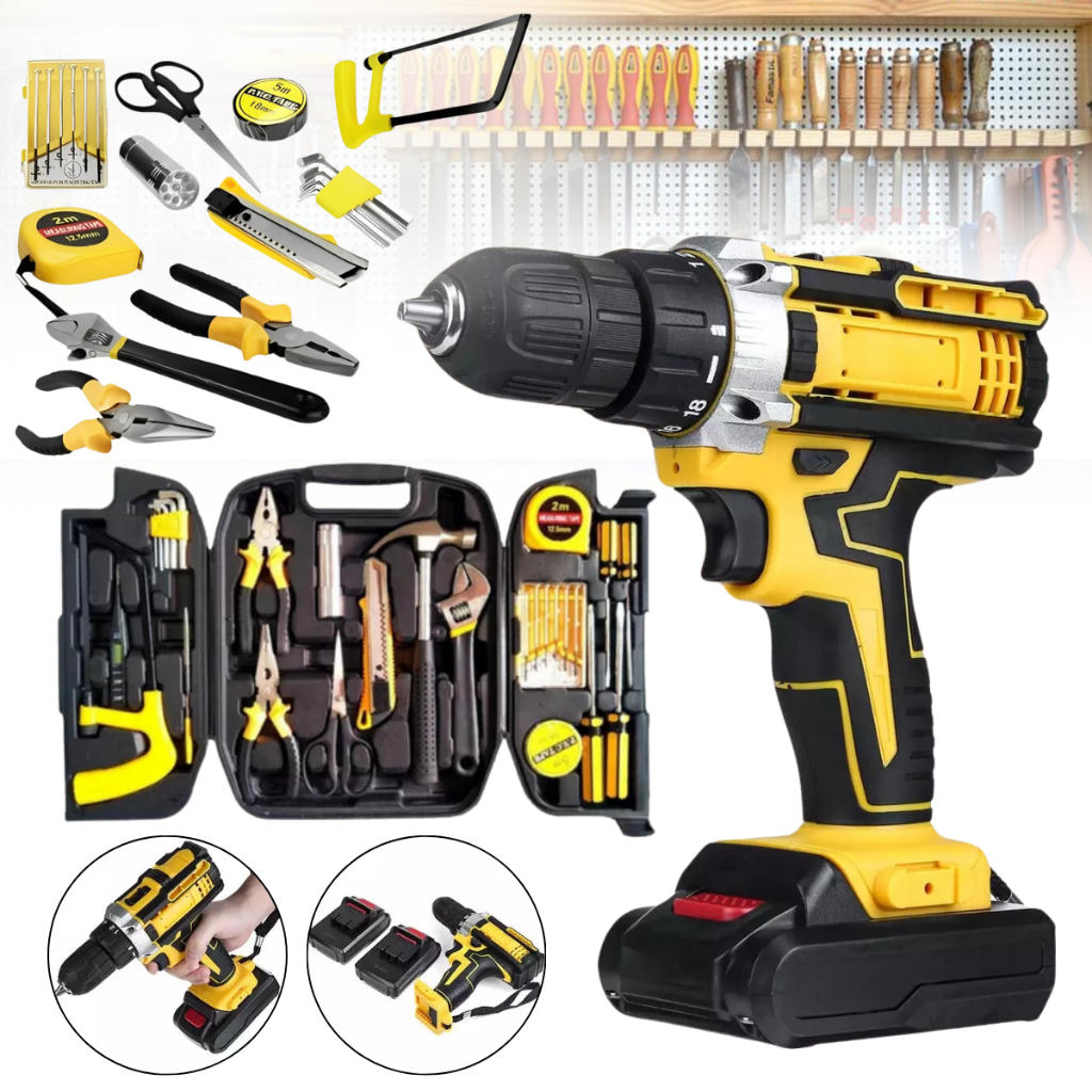 Parafusadeira Furadeira a Bateria com Maleta 28V e Maleta de Ferramentas Portátil Completa