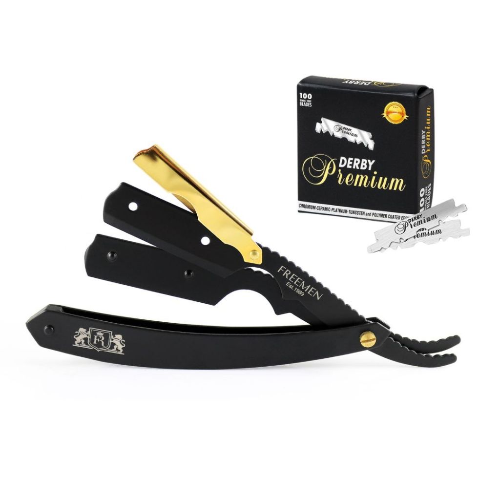 Navalhete De Barbear Profissional Clip Dourado + 10 Lâminas + Case