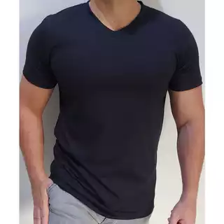 Camiseta Decote Em V Masculina Camisa Básica Manga Curta 100% Algodão