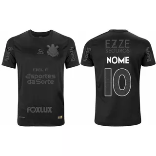 Camisa Timão Preta 2025 Patrocínios Personalizada Nome E Numero Nova