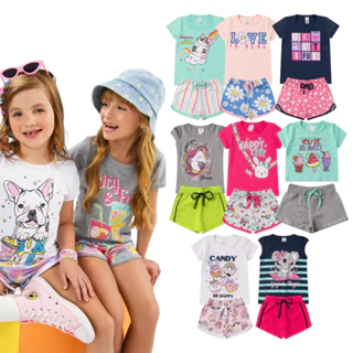 Kit 10 peças de Roupa Conjunto Infantil e Juvenil Menina Tamanho 01 ao 16