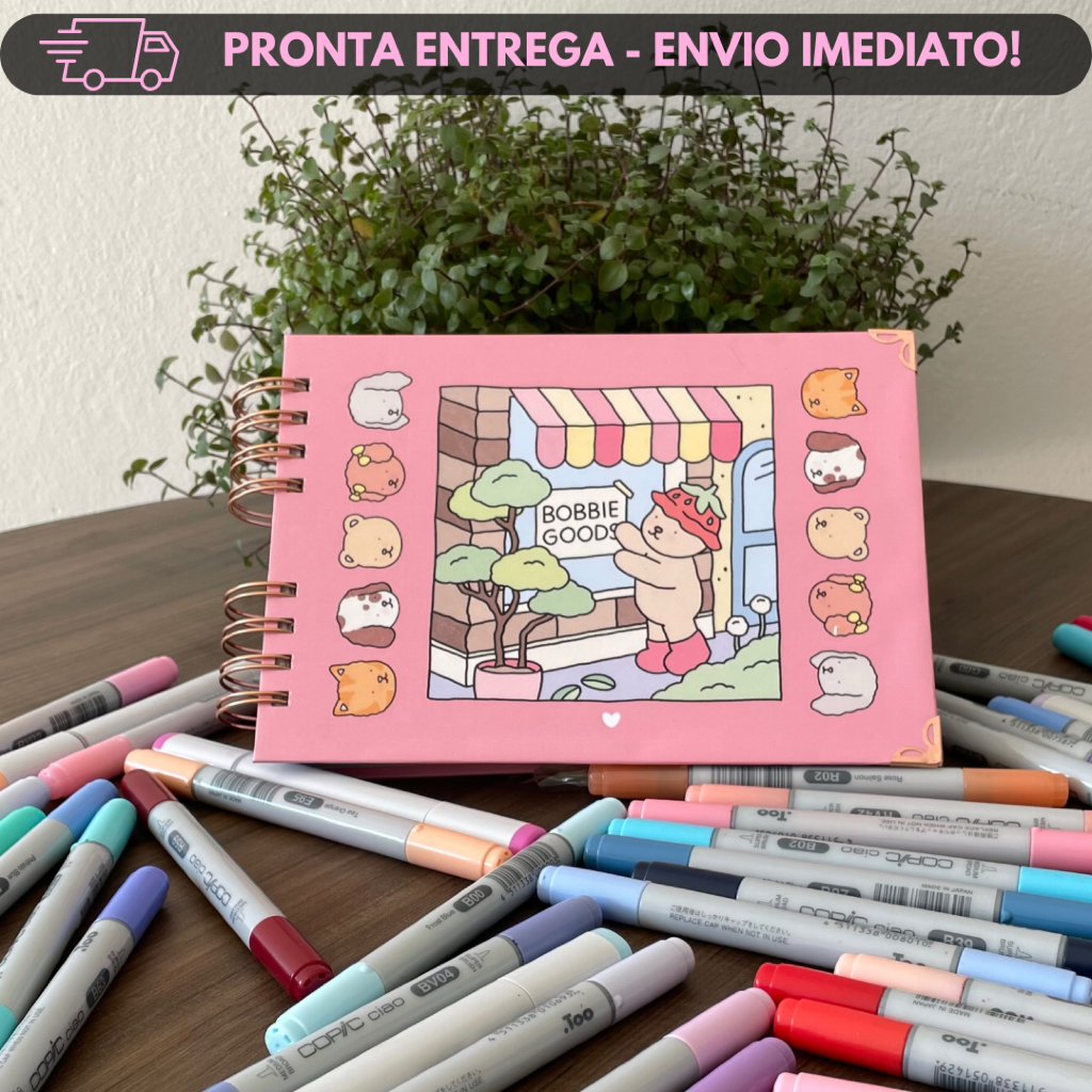 BOBBIE GOODS Livro de Colorir com 174 páginas Tamanho A5 Capa Dura ...