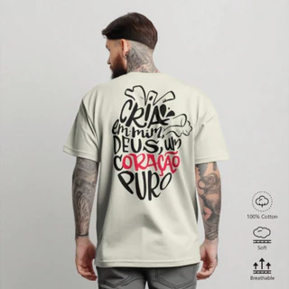 Camiseta Relogiosa Streetwear Unissex Jesus Cria em Mim Deus Camisa Com Qualidade Envio Imediato UNISSEX