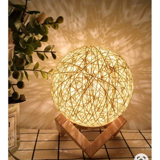 Luminária Abajur Lua Bola De Barbante Usb 15cm Rgb Cont. 770
