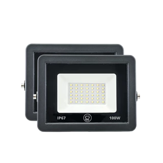2 Mini Refletor Led Smd 100w Holofote 60 Led IP65 Slim Branco Frio 6500k