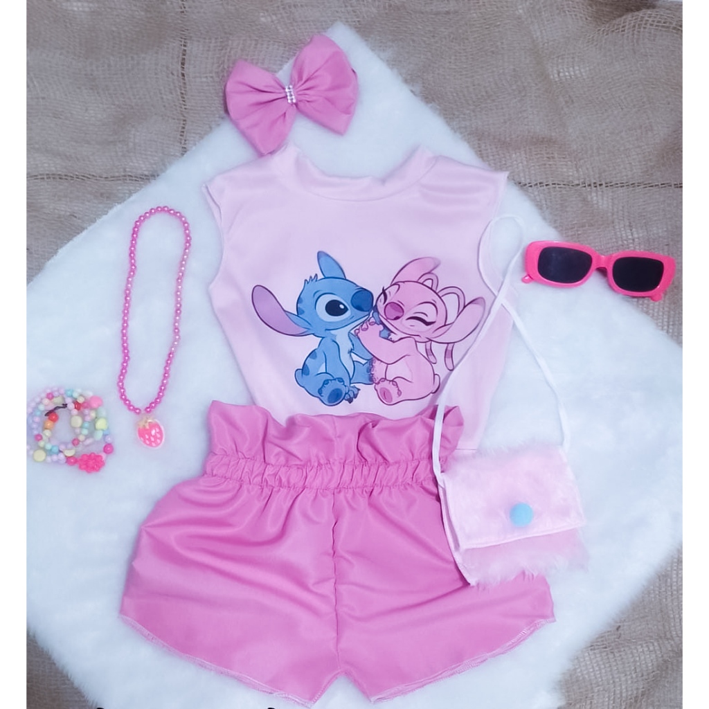 CONJUNTO STITCH INFANTIL MODINHA BLOGUEIRINHA | Shopee Brasil
