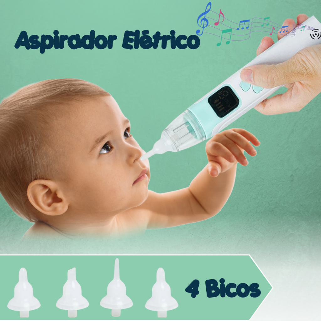 Aspirador Nasal Infantil Elétrico Bebê Limpeza De Nariz Toca Música Led ...