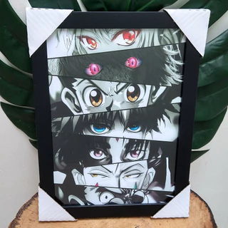Quadro decorativo com moldura e vidro Hunter X Hunter Kilua Gon Kurapika lúcifer hisoka leorio anime pôster